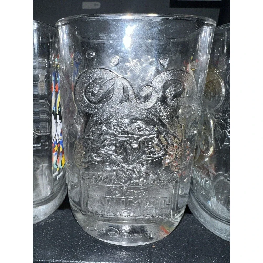 Walt Disney McDonalds 2000 All 4 Square Glasses Tumblers Complete Parks Vintage